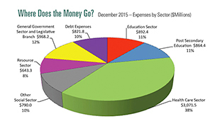 Pie chart displaying Where Does the Money Go. Click link below to view chart data in tabular format.