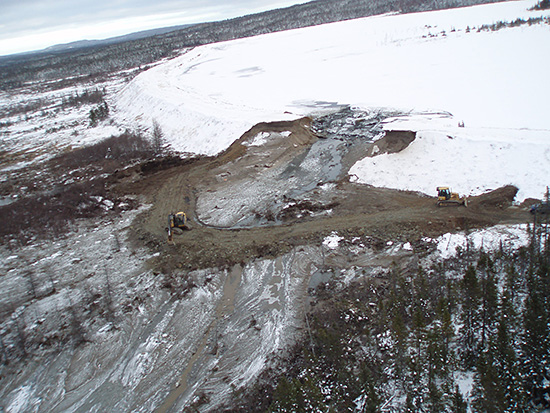 Construction of Berm for Temporary Containment and Settling Pond