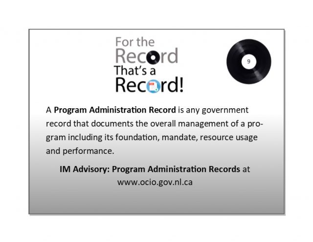 For the Record - Program Administration Record