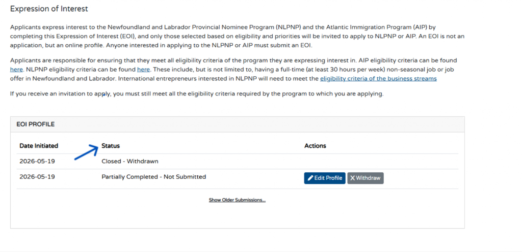 How do I check the status of my EOI? 