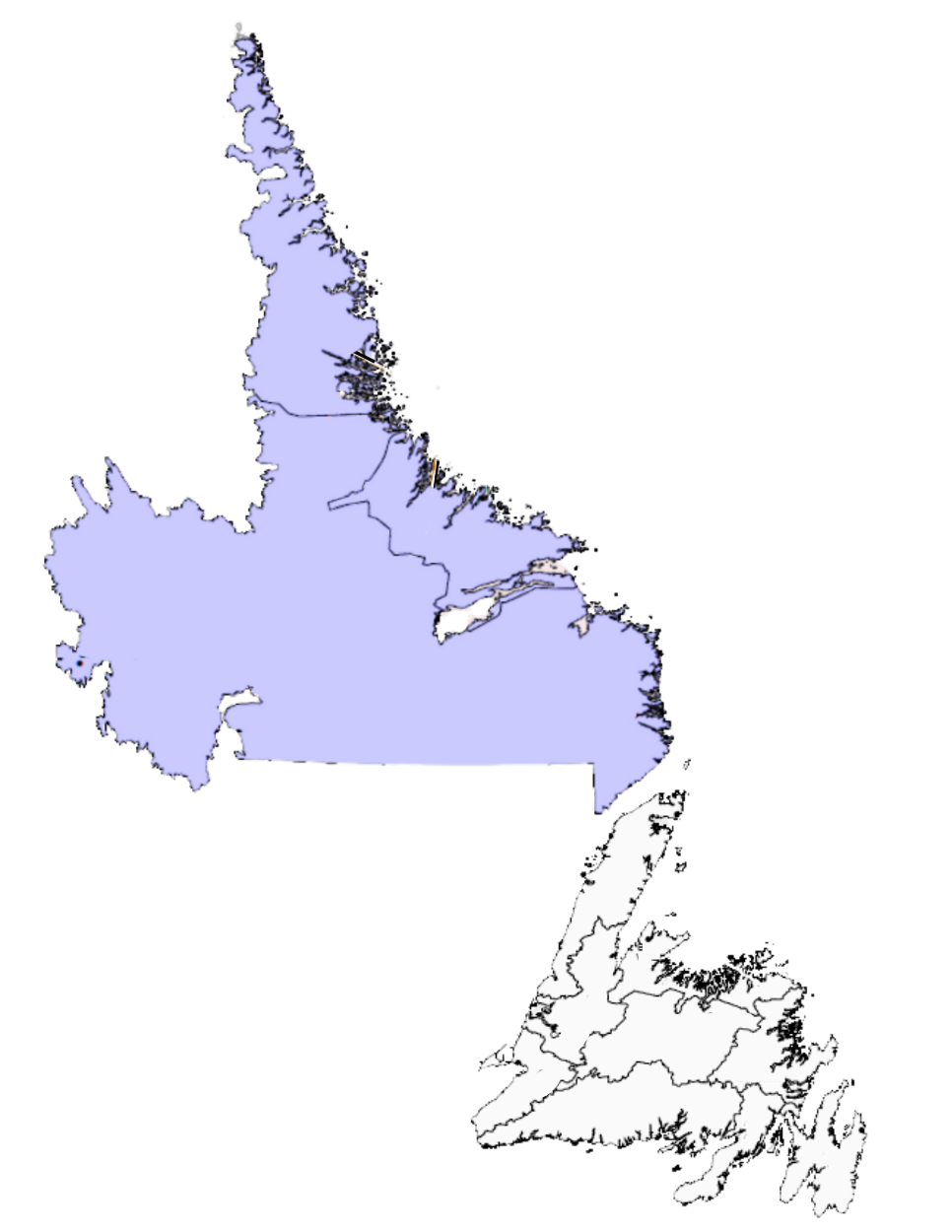 NL map with Labrador region highlighted