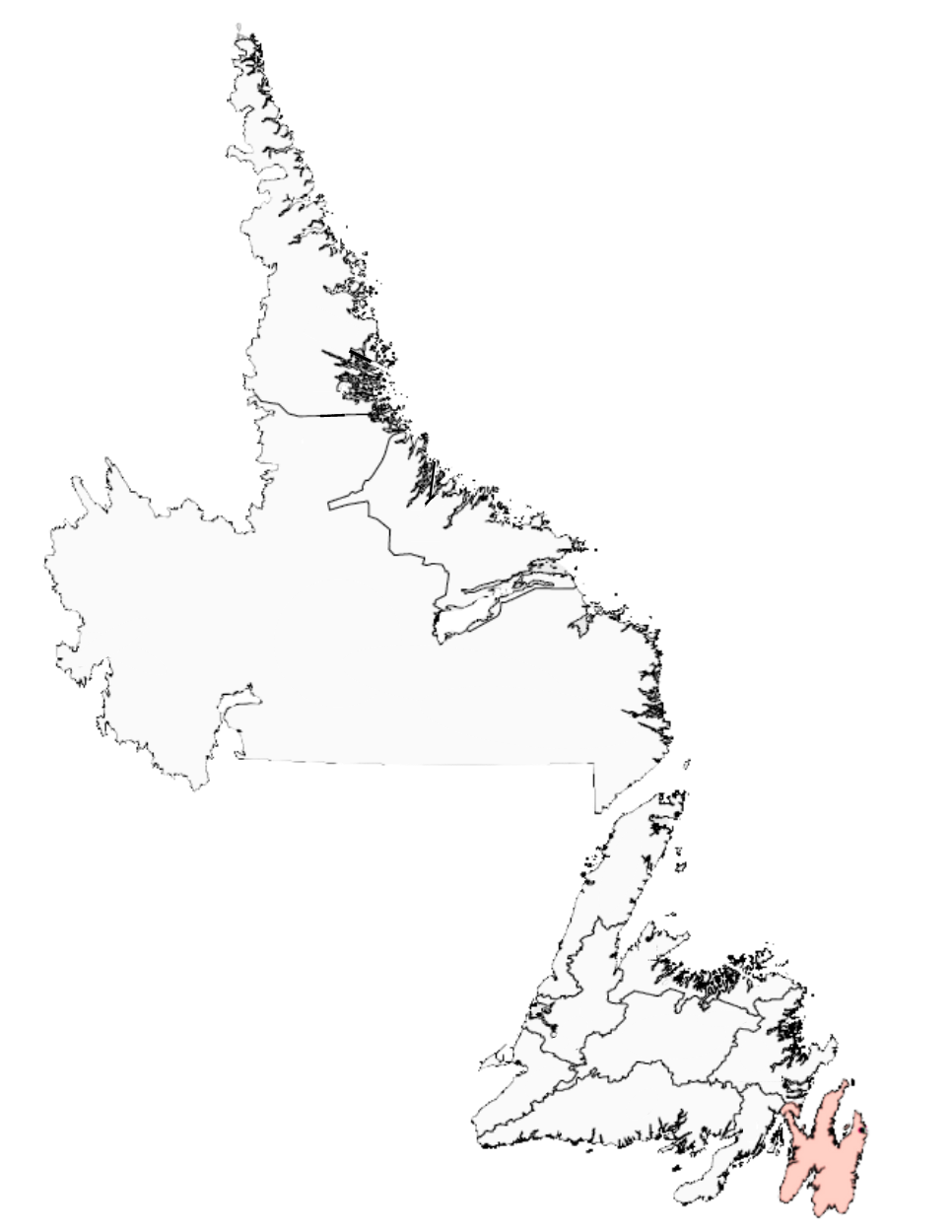 NL map with Avalon peninsula highlighted