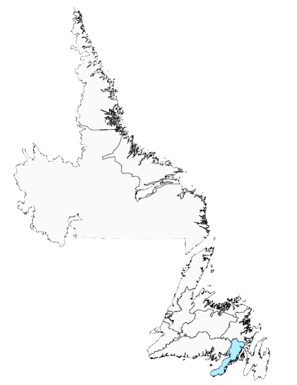 NL map with burin peninsula highlighted
