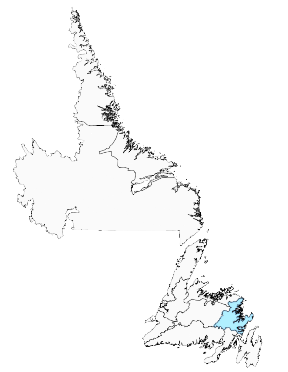 NL Map with bonavista and trinity region highlighted