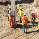Installation of first transmission foundation for the Labrador Transmission line