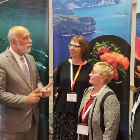 Minister Hawkins speaks with Board members of the Newfoundland Aquaculture Industry Association, following an announcement of more than $500,000 in government support to help build the industry.