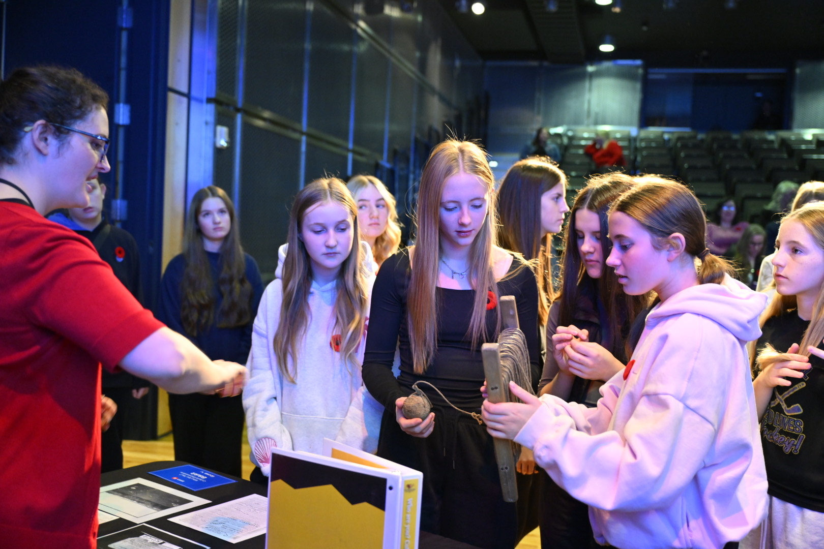 Students from St. Peter’s Junior High in Mt. Pearl Grade 8 and 9 Classes engage with the BMO Edukits at The Rooms.