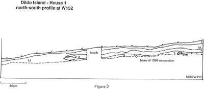 Dildo Island, House 1 north-south profile at W152
