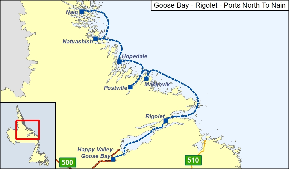 Goosebay, Blacktickle, Nain map